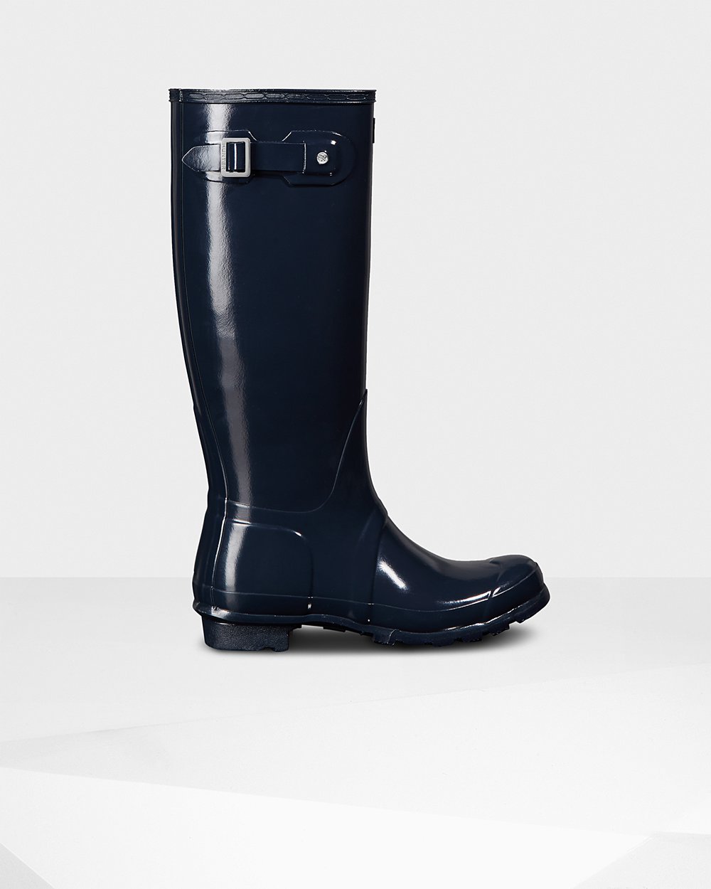 Hunter Original Gloss Tall Rain Boots - Store Womens Navy - TQSRDH792